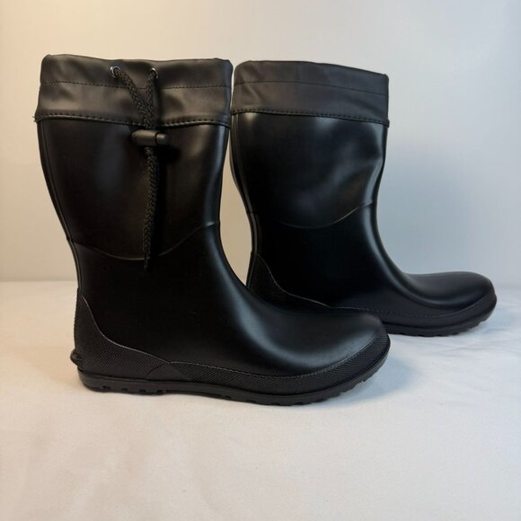 Rain Boots Women’s Size 7.5M Black Drawstring Outdoor Rubber Garden Farm Mud - Picture 7 of 11